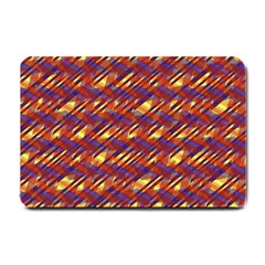 Linje Chevron Blue Yellow Brown Small Doormat  by Mariart