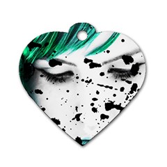 Beauty Woman Close Up Artistic Portrait Dog Tag Heart (one Side) by dflcprints