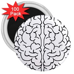 Brain Mind Gray Matter Thought 3  Magnets (100 Pack) by Nexatart