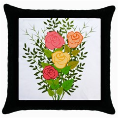 Roses Flowers Floral Flowery Throw Pillow Case (black) by Nexatart