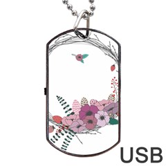 Flowers Twig Corolla Wreath Lease Dog Tag Usb Flash (two Sides)