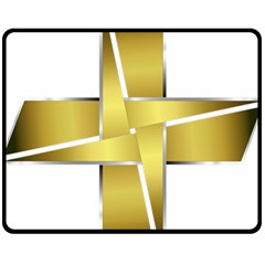 Logo Cross Golden Metal Glossy Double Sided Fleece Blanket (medium) 