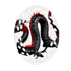 Dragon Black Red China Asian 3d Oval Filigree Ornament (two Sides)