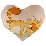 Even Cat Hates Monday Large 19  Premium Flano Heart Shape Cushions Back