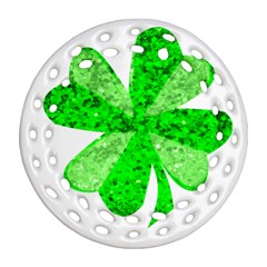 St Patricks Day Shamrock Green Round Filigree Ornament (two Sides) by Nexatart