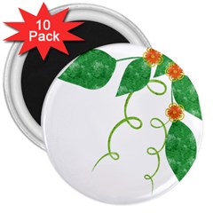 Scrapbook Green Nature Grunge 3  Magnets (10 Pack)  by Nexatart