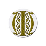 Gold Scroll Design Ornate Ornament Rubber Round Coaster (4 pack) 