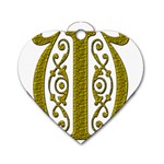 Gold Scroll Design Ornate Ornament Dog Tag Heart (Two Sides)