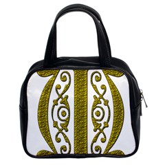Gold Scroll Design Ornate Ornament Classic Handbags (2 Sides) by Nexatart