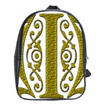Gold Scroll Design Ornate Ornament School Bags (XL) 