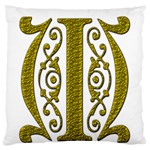 Gold Scroll Design Ornate Ornament Large Flano Cushion Case (One Side)
