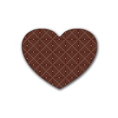 Coloured Line Squares Brown Plaid Chevron Rubber Coaster (heart)  by Mariart