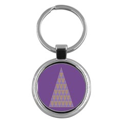 Pyramid Triangle  Purple Key Chains (round)  by Mariart