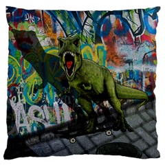 Urban T-rex Large Flano Cushion Case (two Sides) by Valentinaart