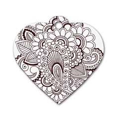 Henna Line Art Clipart Dog Tag Heart (two Sides)