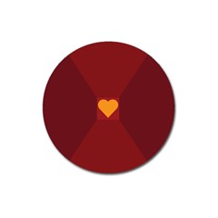 Heart Red Yellow Love Card Design Magnet 3  (round) by Nexatart