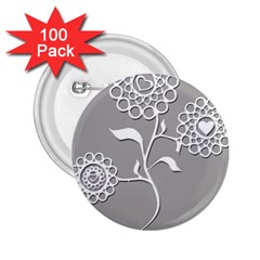 Flower Heart Plant Symbol Love 2 25  Buttons (100 Pack)  by Nexatart