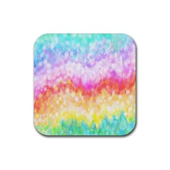 Rainbow Pontilism Background Rubber Coaster (square)  by Nexatart