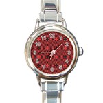 Abstract Background Red Black Round Italian Charm Watch
