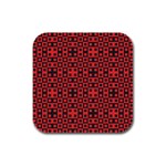Abstract Background Red Black Rubber Square Coaster (4 pack) 