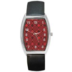 Abstract Background Red Black Barrel Style Metal Watch