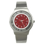 Abstract Background Red Black Stainless Steel Watch