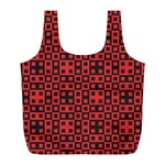 Abstract Background Red Black Full Print Recycle Bags (L)  Front