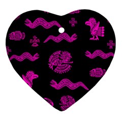 Aztecs Pattern Heart Ornament (two Sides)