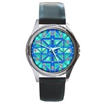 Grid Geometric Pattern Colorful Round Metal Watch