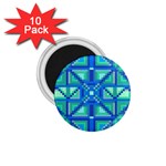 Grid Geometric Pattern Colorful 1.75  Magnets (10 pack) 