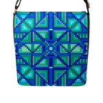 Grid Geometric Pattern Colorful Flap Messenger Bag (L) 