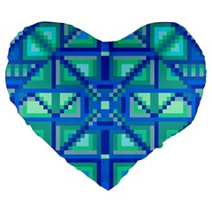 Grid Geometric Pattern Colorful Large 19  Premium Heart Shape Cushions by Nexatart
