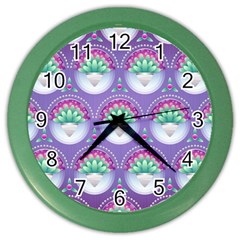 Background Floral Pattern Purple Color Wall Clocks
