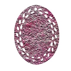 Leaves Pink Background Texture Oval Filigree Ornament (two Sides) by Nexatart