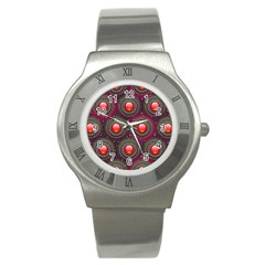 Abstract Circle Gem Pattern Stainless Steel Watch