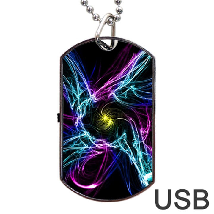 Abstract Art Color Design Lines Dog Tag USB Flash (One Side)