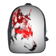Red Black Wolf Stamp Background School Bags(large)  by Nexatart