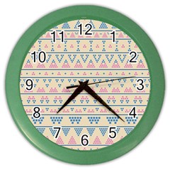 Blue And Pink Tribal Pattern Color Wall Clocks