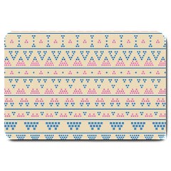 Blue And Pink Tribal Pattern Large Doormat  by berwies