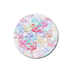 Flamingo Pattern Rubber Round Coaster (4 Pack)  by Valentinaart