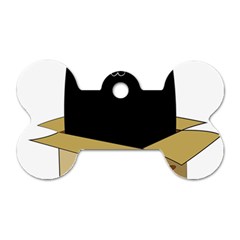 Black Cat In A Box Dog Tag Bone (one Side) by Catifornia