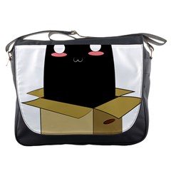 Black Cat In A Box Messenger Bags by Catifornia