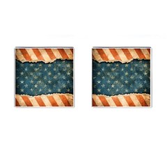 Grunge Ripped Paper Usa Flag Cufflinks (square) by Mariart