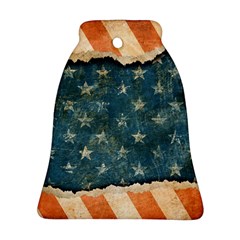 Grunge Ripped Paper Usa Flag Bell Ornament (two Sides)