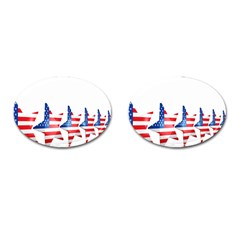 Multiple Us Flag Stars Line Slide Cufflinks (oval) by Mariart