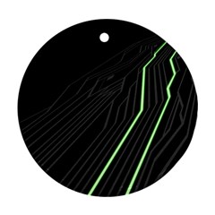 Green Lines Black Anime Arrival Night Light Ornament (round) by Mariart