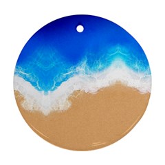 Sand Beach Water Sea Blue Brown Waves Wave Ornament (round) by Mariart