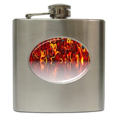 Effect Pattern Brush Red Orange Hip Flask (6 Oz) by Nexatart