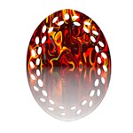 Effect Pattern Brush Red Orange Oval Filigree Ornament (Two Sides) Front