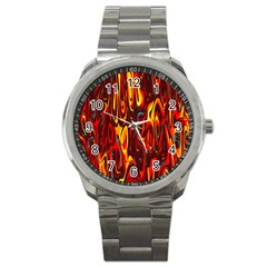 Effect Pattern Brush Red Orange Sport Metal Watch by Nexatart